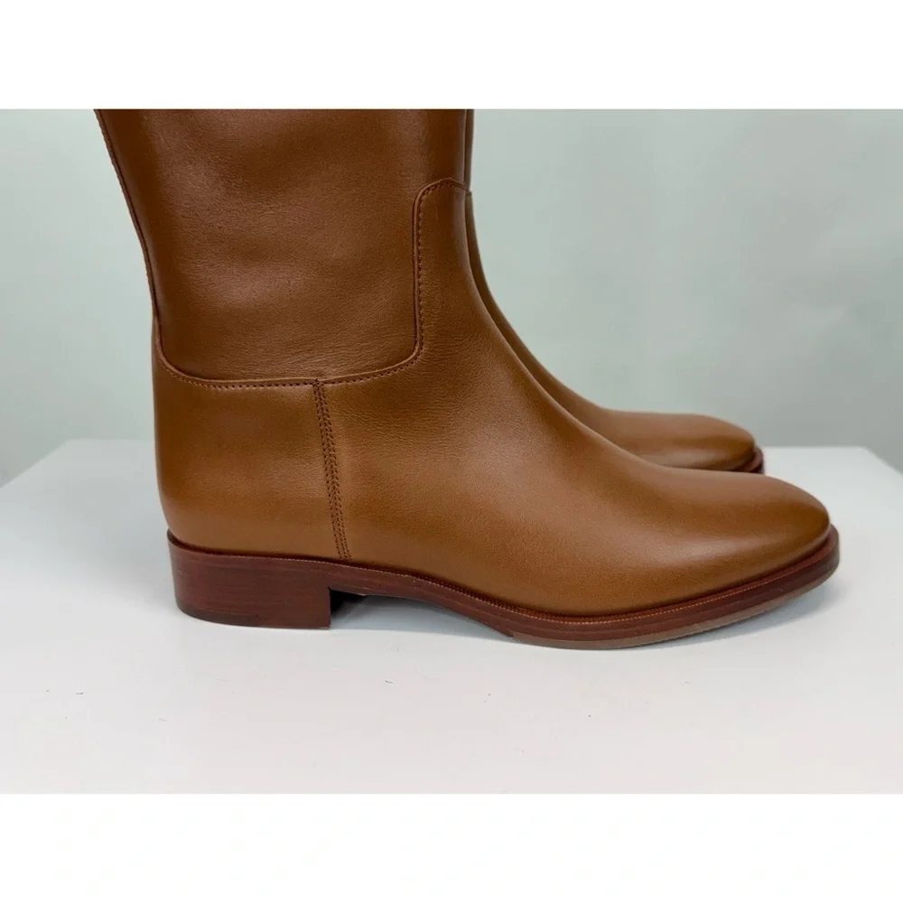 New Tory Burch Everly Strap Riding Boot Sierra Sz 7.5